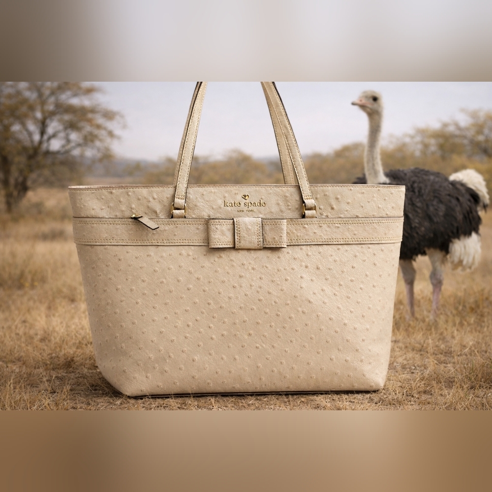 Low Start Ostritch Embossed Kate Spade Cream Tote